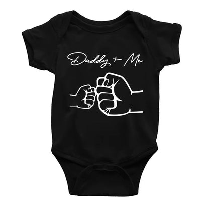 Nyfödda Baby Pojkar Flickor Kläder Spädbarn Tecknad Pappa och Jag Tryck Rolig Kortärmad Bodysuit Sommar Romper Spädbarn Jumpsuit