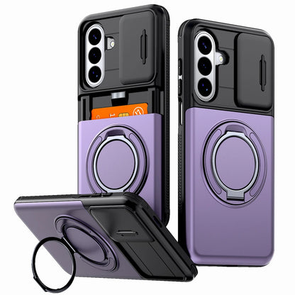 Stötsäkert Armor-skal för Samsung Galaxy A57 A37 A17 A27 A56 A36 A26 A16 A55 A15 5G 4G S26 S25 S24 FE Plus Korthållare Stativskydd