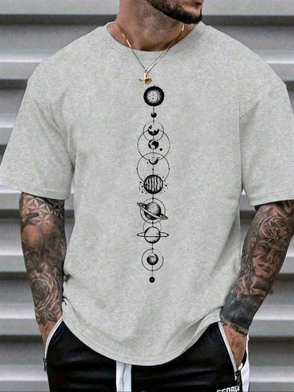 Rymdplanettryck Rund hals Herr Dam Ren bomull Kortärmad Gata Casual Trendig Sport Lös T-shirt Sommarskjorta Kläder