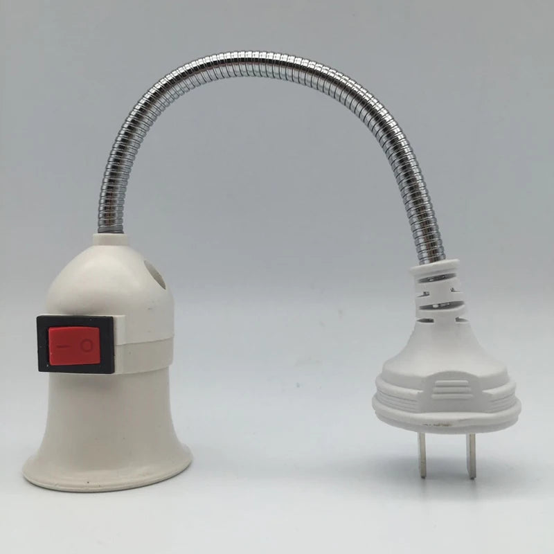 Rostfritt stål E27 lampsockel justerbar flexibel böjd med strömbrytare EU US UK-kontakt energibesparande LED-bordslampsockel
