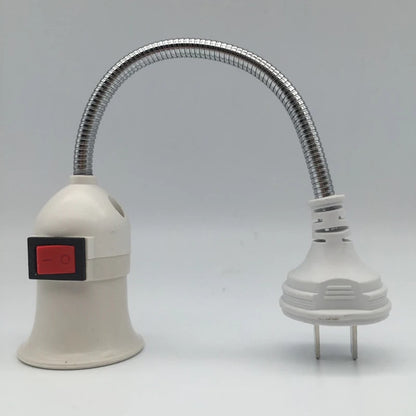 Rostfritt stål E27 lampsockel justerbar flexibel böjd med strömbrytare EU US UK-kontakt energibesparande LED-bordslampsockel