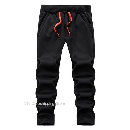 Herrvinterjackor Tjock Varm Jacka Märkes Sportkläder Kappa Byxor Enfärgad Fleece Dragkedja Huva Långärmad Herr Ytterkläder