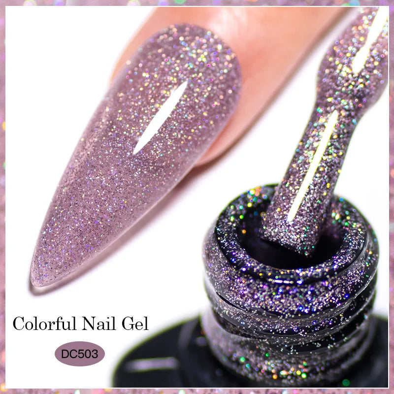 7ml Champagne Guld Silver Reflekterande Nagelgellack Glittrande Skinande Glitter Rosa Röd Nageltillbehör Semi-permanent Gellack