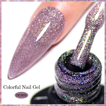 7ml Champagne Guld Silver Reflekterande Nagelgellack Glittrande Skinande Glitter Rosa Röd Nageltillbehör Semi-permanent Gellack