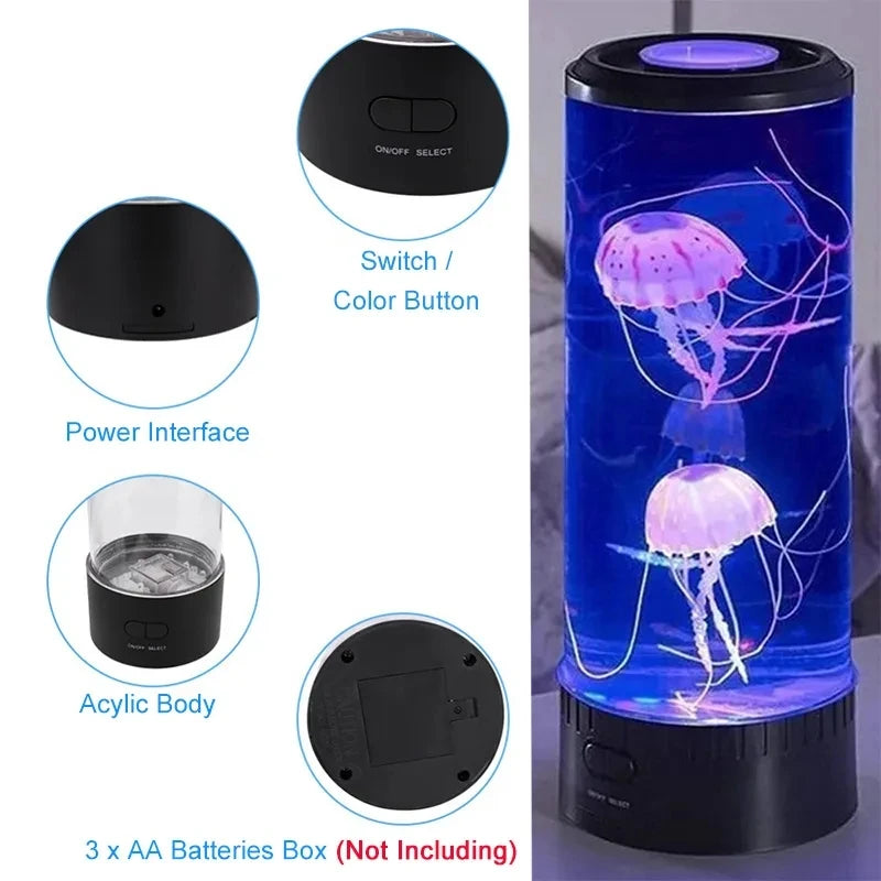 Manetlampa Akvariumlampa 5 Färger Fancy LED USB Bord Nattlampa Barn Presentbelysning för Heminredning Sovrum