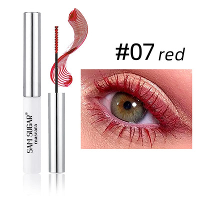 Silkesfibermascara Färgglad Ultrafin Borste Förlänger Ögonfransar Vattentät Varaktig Snabbtorkande Grön Rosa Böjande Mascara Makeup