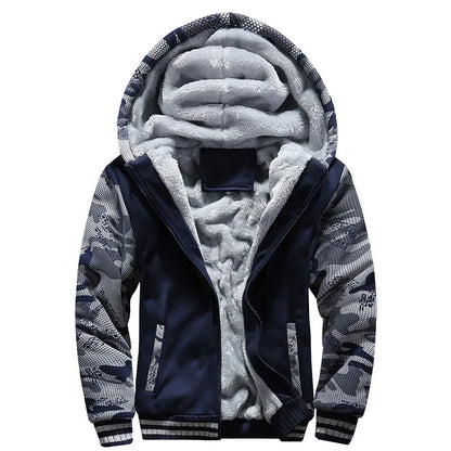 Herrvinterjackor Tjock Varm Jacka Märkes Sportkläder Kappa Byxor Enfärgad Fleece Dragkedja Huva Långärmad Herr Ytterkläder