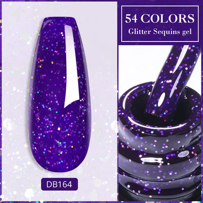 7ml Champagne Guld Silver Reflekterande Nagelgellack Glittrande Skinande Glitter Rosa Röd Nageltillbehör Semi-permanent Gellack