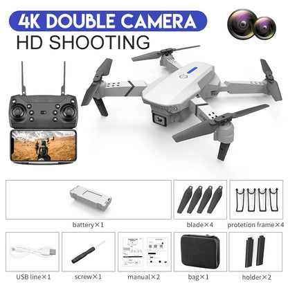 DWI D19 E88 Pro Drönare 4K Professionell HD RC Flygplan Dubbelkamera Vidvinkel Huvud Fjärrstyrd Quadcopter Leksakshelikopter För Vuxna Barn