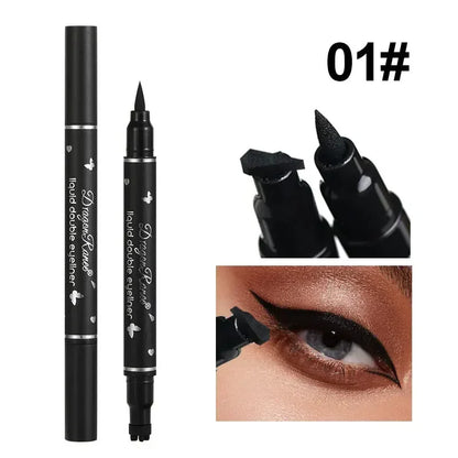 Svart eyelinerpenna Dubbelhövdad stjärnsigill Fjäril Månstämpel Varaktig vattentät flytande eyelinerpenna Ögonmakeup Kosmetika