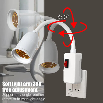 Rostfritt stål E27 lampsockel justerbar flexibel böjd med strömbrytare EU US UK-kontakt energibesparande LED-bordslampsockel