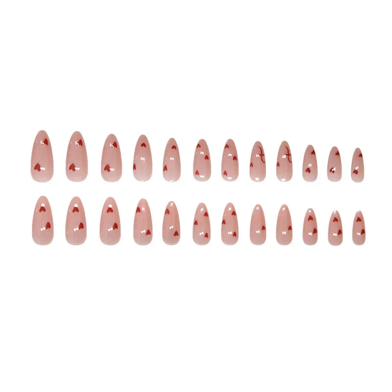 24 st/set Sweet Love lösnaglar med gradient French Press on-naglar återanvändbara korta heltäckande nageltippar för kvinnor grossist