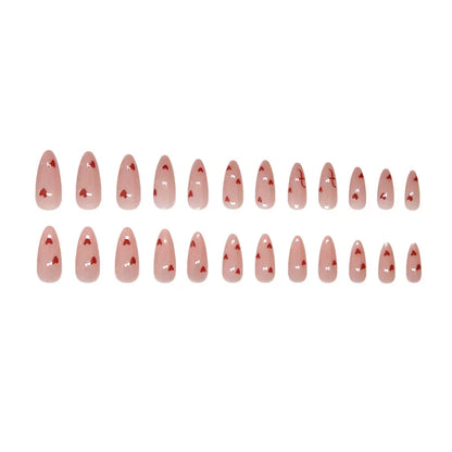 24 st/set Sweet Love lösnaglar med gradient French Press on-naglar återanvändbara korta heltäckande nageltippar för kvinnor grossist