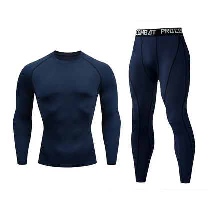 Herr 2/3-delars set boxningsdräkt rashguard herrkit MMA kompressionskläder herr långärmad t-shirt + leggings träningsdräkt sportdräkt