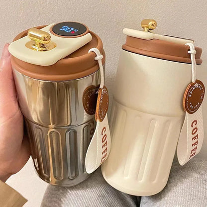 450 ml rostfritt stål termosvattenflaska LED-temperaturdisplay kaffekopp håller kallt och värmer termosmugg resevakuum
