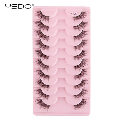 YSDO Fox Eye fransar 3/10 par fransar 3D mink naturliga fransar mjuka kattögonfransar förlängning fluffiga fransar smink halva ögonfransar