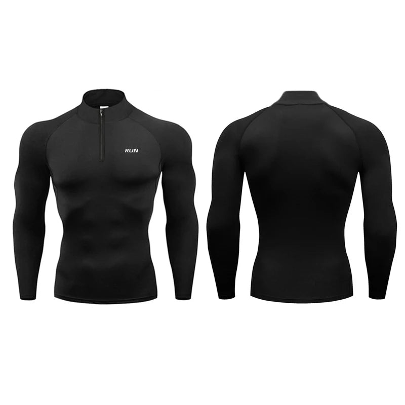 Löpar-T-shirts Herr Kompression Långärmade Sport Polotröjor Träning & Motion Gym Fitness Snabbtorkande Sportkläder