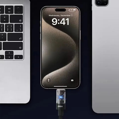 240W Nylonkabel USB Typ C Supersnabb Laddningskabel För Samsung Xiaomi Huawei Honor LED Digital Display Snabb Laddare Datakabel