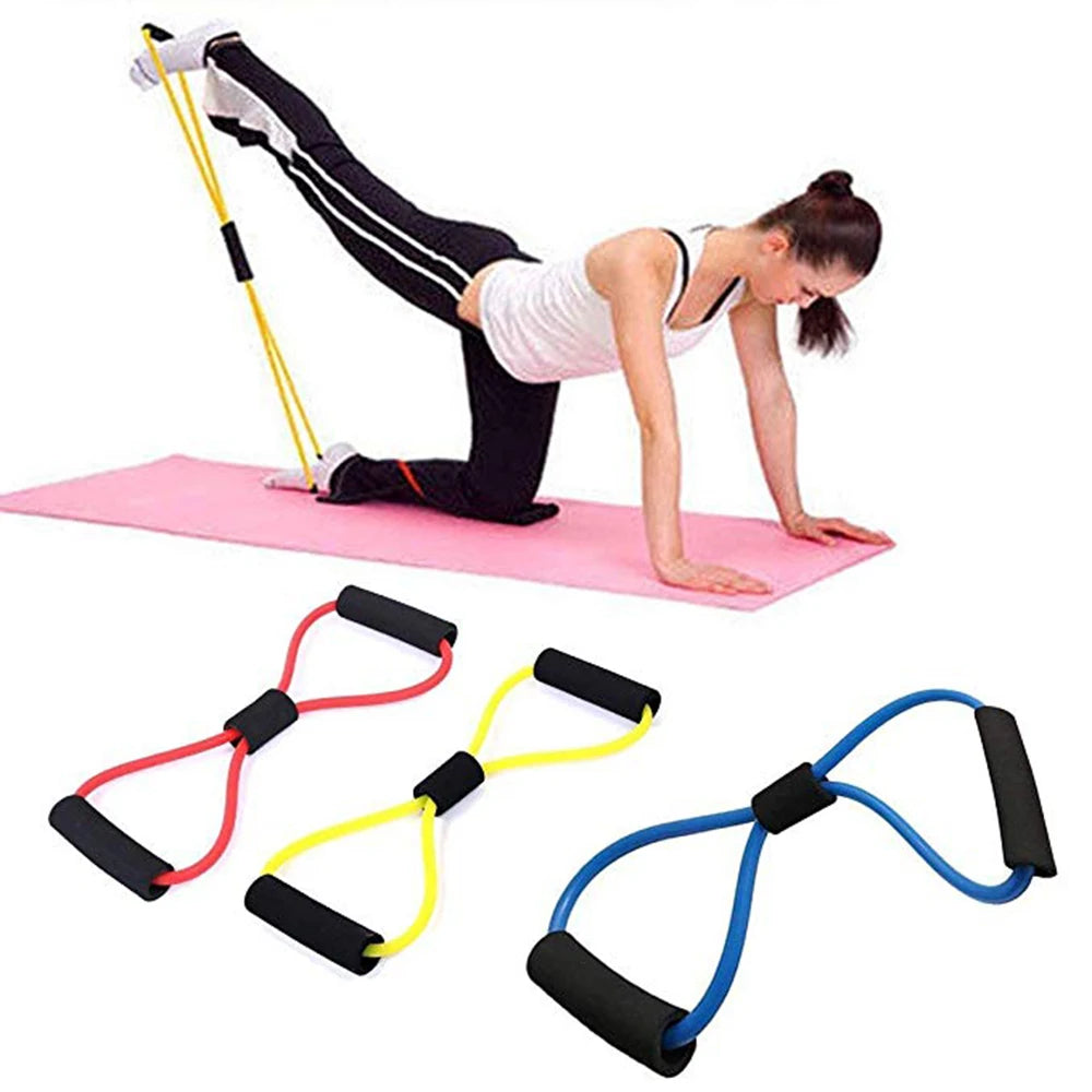 Yogamotståndsband Elastiskt band Sportövningsavdragare 8-formad bröstexpander för kroppsbyggande hemmagym fitnessutrustning
