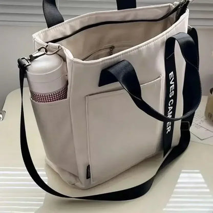 Ny Casual Tote Stor Kapacitet Axelväska Nylon Vattentät Canvas Handväska Enkla Mode Messenger Väskor För Skolflickor