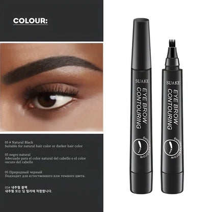 4D Microblading Ögonbrynspenna med 4 gafflar Ögonbrynstatueringspenna Långvarig Fin Skiss Flytande Ögonbrynsmakeup