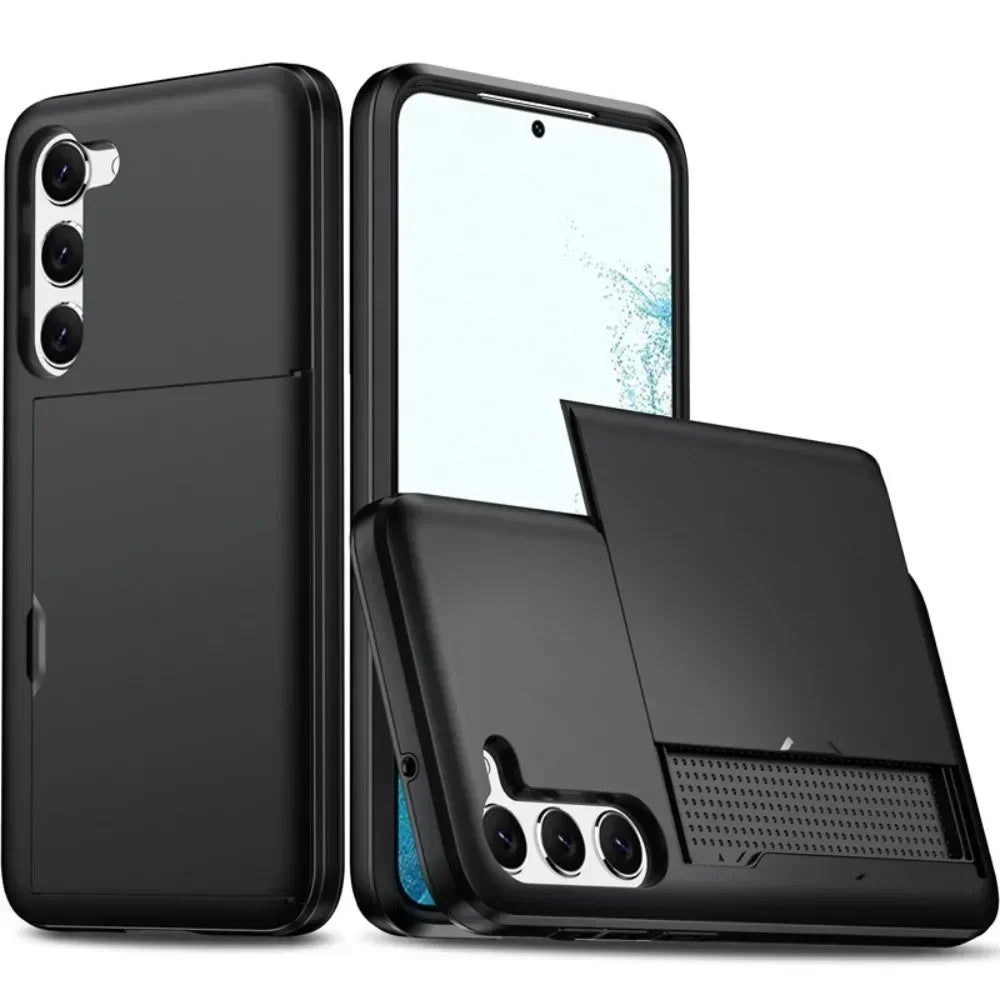 Fodral för Samsung Galaxy S26 S25 S24 S23 S22 Ultra Plus FE A57 A37 A56 A36 Korthållare Stötsäkert Plånboksfodral
