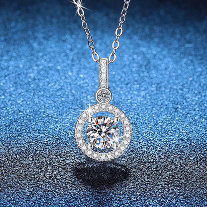 Halsband för kvinnor sterling S925 silver med vitguldpläterad labbdiamant smycken bröllopshänge Zircom