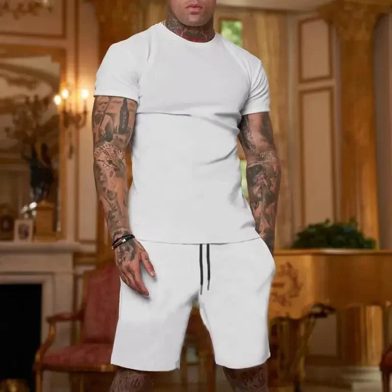 2025 sommarnytt herrset med andningsbara sportkläder, kortärmade t-shirts och shorts, populära snabbtorkande kläder