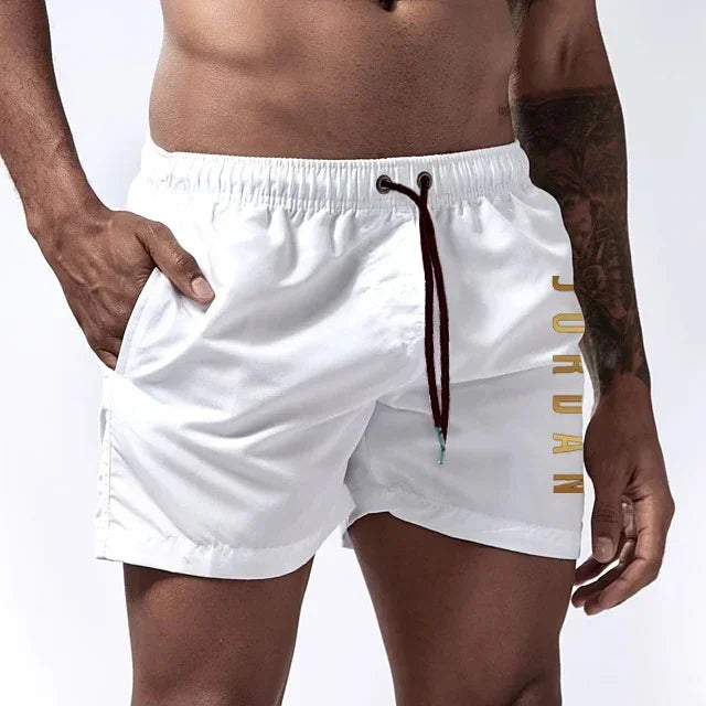 Herrshorts med snabbtorkande badkläder, unisex sport- och surfbrädeshorts, fodrade strandshorts, herr, full standard