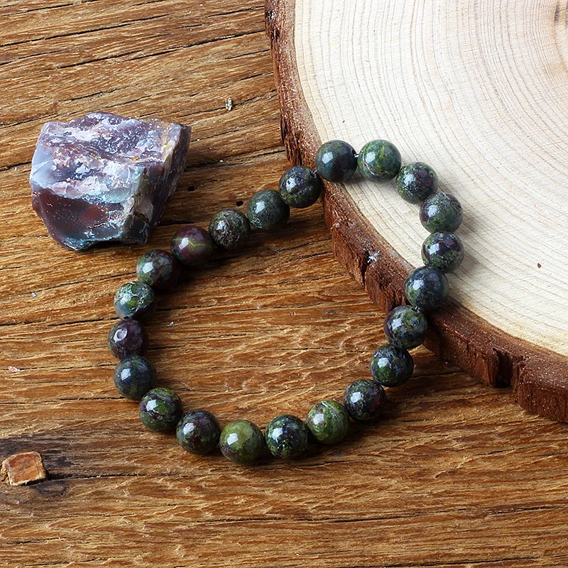 Naturlig drakeblodsten elastiska armband kvinnor män charm dinosaurie jaspis pärlor helande smycken yoga meditation armband gåva