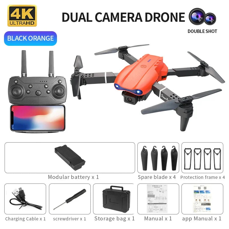 Mini Hopfällbar RC Quadcopter E99 K3 Pro - Flygdrönare med Dubbelkamera, 4K HD, Hold-läge och LED-lampor | Wi-Fi-fjärrkontrollleksak