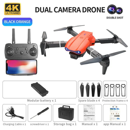Mini Hopfällbar RC Quadcopter E99 K3 Pro - Flygdrönare med Dubbelkamera, 4K HD, Hold-läge och LED-lampor | Wi-Fi-fjärrkontrollleksak