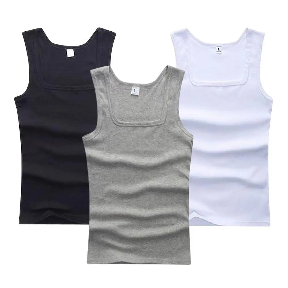 Heta herrlinnen fitnessväst grundläggande elastisk ärmlös t-shirt bomull bodybuilding herrkläder 3 st/set gymkläder herr