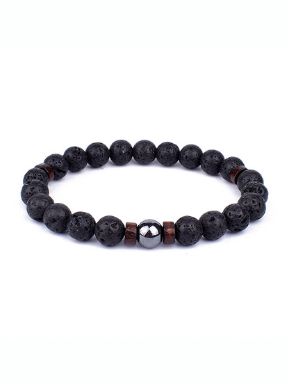 8mm lavaarmband för män vulkaniska stenar träpärlor armband tibetansk buddha handledskedja kvinnor män smycken gåva nya armband