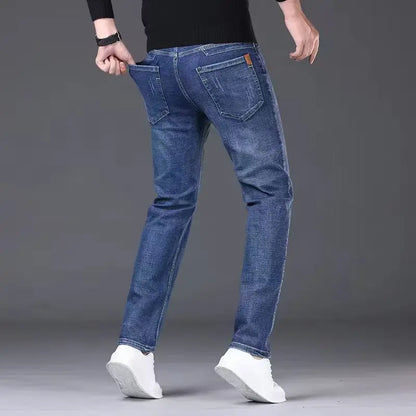2026 Herr NYA Herrmode Affärsjeans Klassisk Stil Casual Stretch Slim Jeansbyxor Herrmärke Denimbyxor Svart Blå Mig