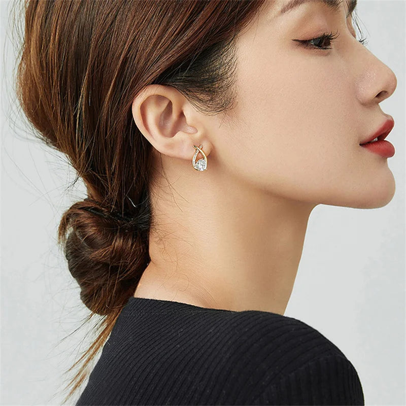 SKEDS Mode Kors Örhängen För Kvinnor Flickor Koreansk Stil Eleganta Kristallsmycken Örhängen Fishtail Lady Örhängen Gåva