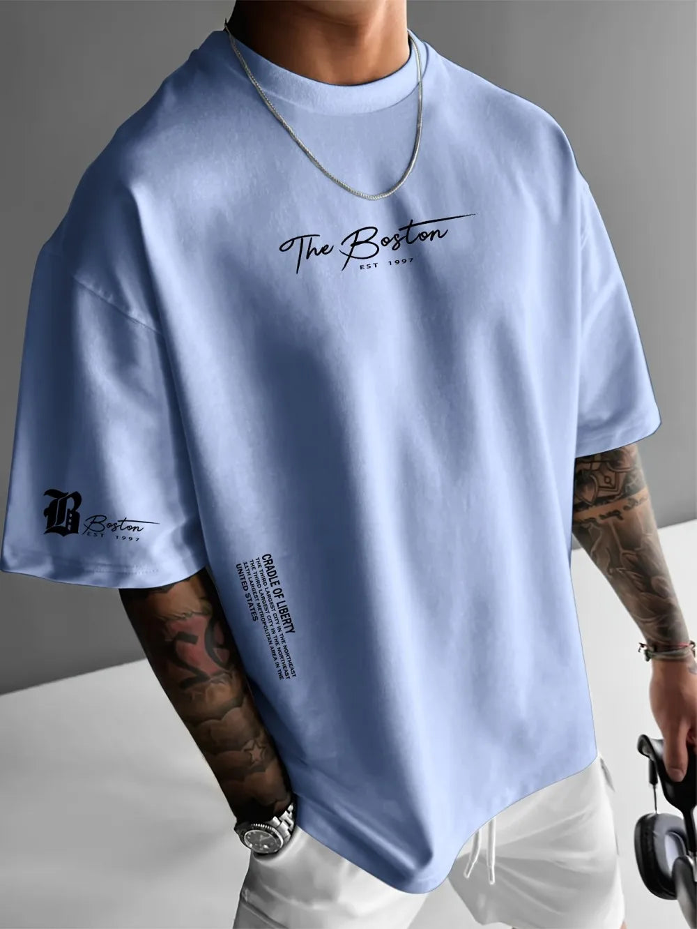 2026 Sommar Ny Herr T-shirt med 3D-bokstävermönster Tryck Gatu Casual Mode Bekväm Mjuk Andningsbar