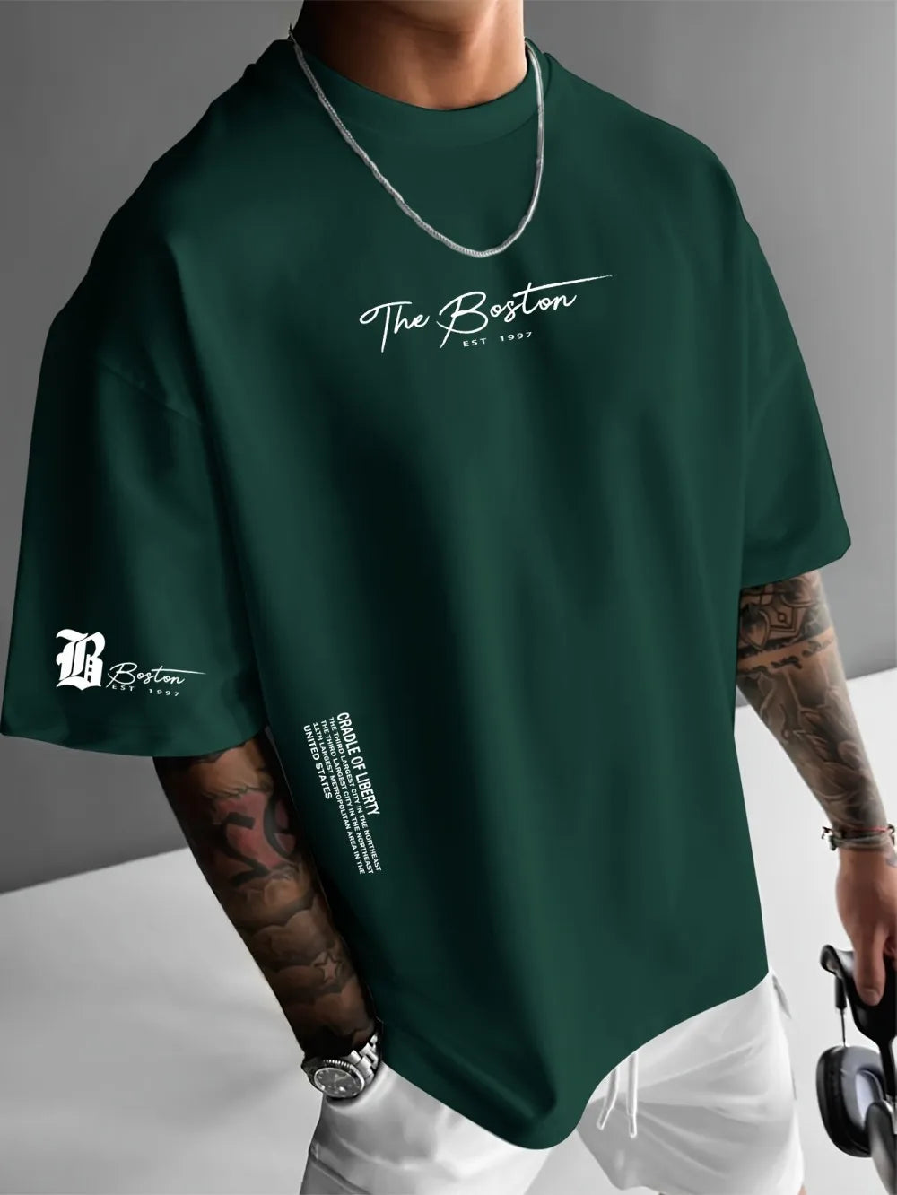 2026 Sommar Ny Herr T-shirt med 3D-bokstävermönster Tryck Gatu Casual Mode Bekväm Mjuk Andningsbar