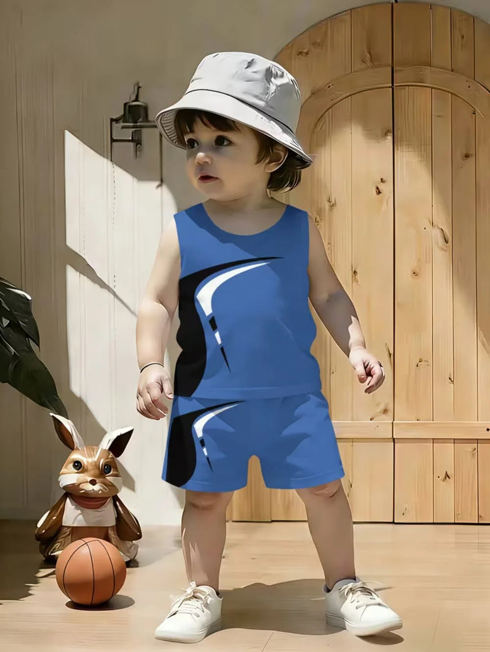 Children Sets Gradient Print Kids Clothes Boys Girls Vest Suit Summer Children's Clothes Baby Loose Shorts Tank Top Sleeveless ﻿
