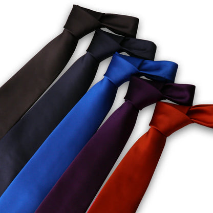 HUISHI 8CM 8 stilar herr enfärgad mörkblå slips 6cm vattentät jacquardslips vardagskläder kravatt bröllopsfest för män