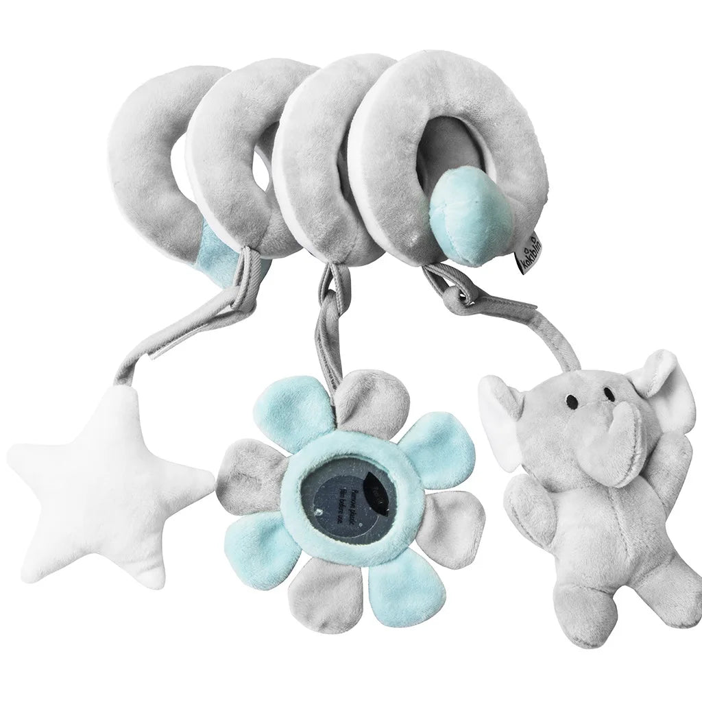 Bilbarnstol Spädbarn Spiralaktivitet Hängande Leksaker Barnvagnsstång Spjälsäng Bassinet Mobil med Spegel BB Squeaker och Skalror