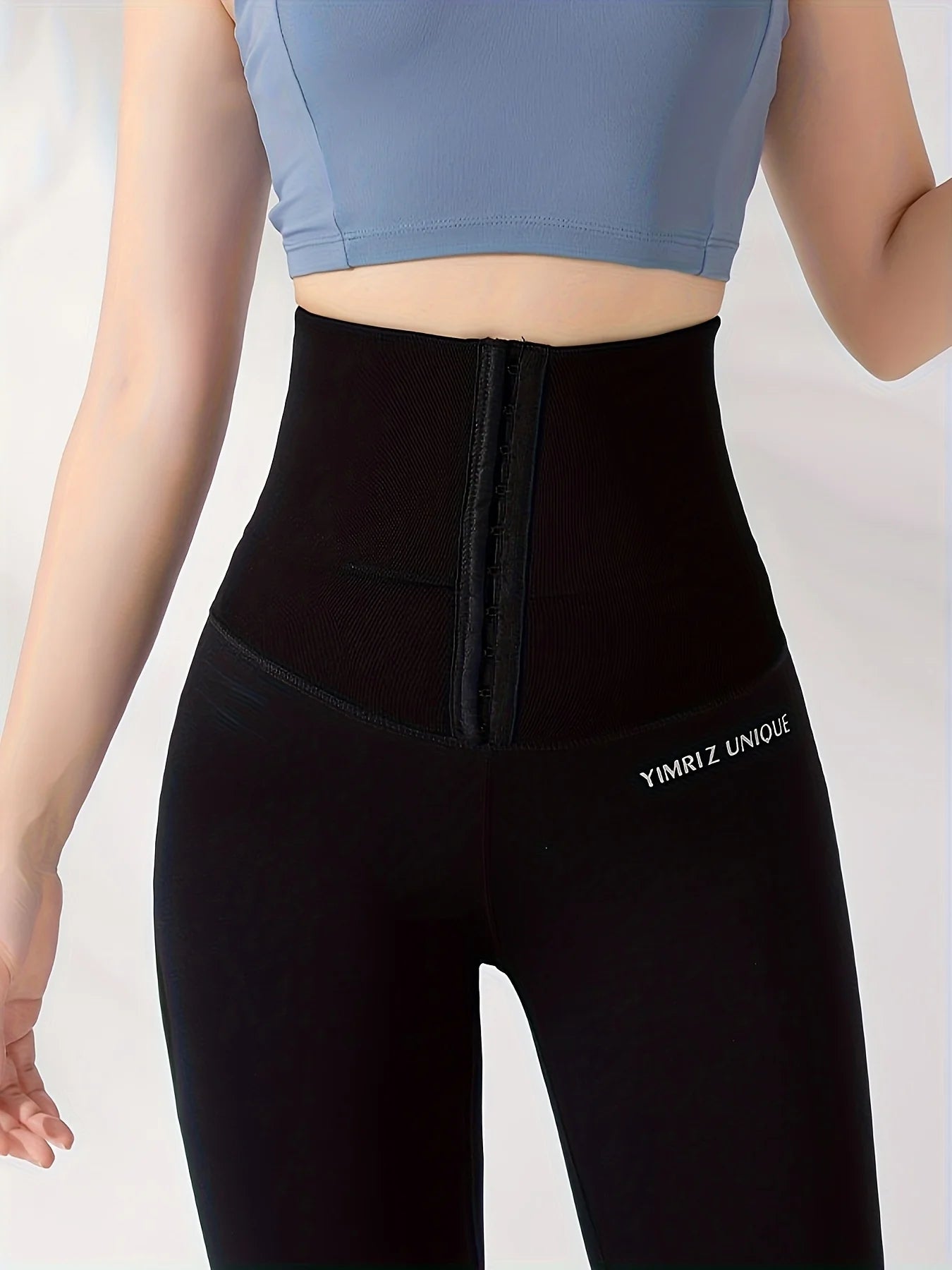 Dam Yogabyxor med knappar, hög midja, magkontroll, höftlyftande, persikafärgade, rumpa, åtsittande, hajskinn, sportleggings för löpning