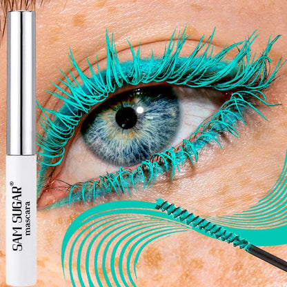 Silkesfibermascara Färgglad Ultrafin Borste Förlänger Ögonfransar Vattentät Varaktig Snabbtorkande Grön Rosa Böjande Mascara Makeup