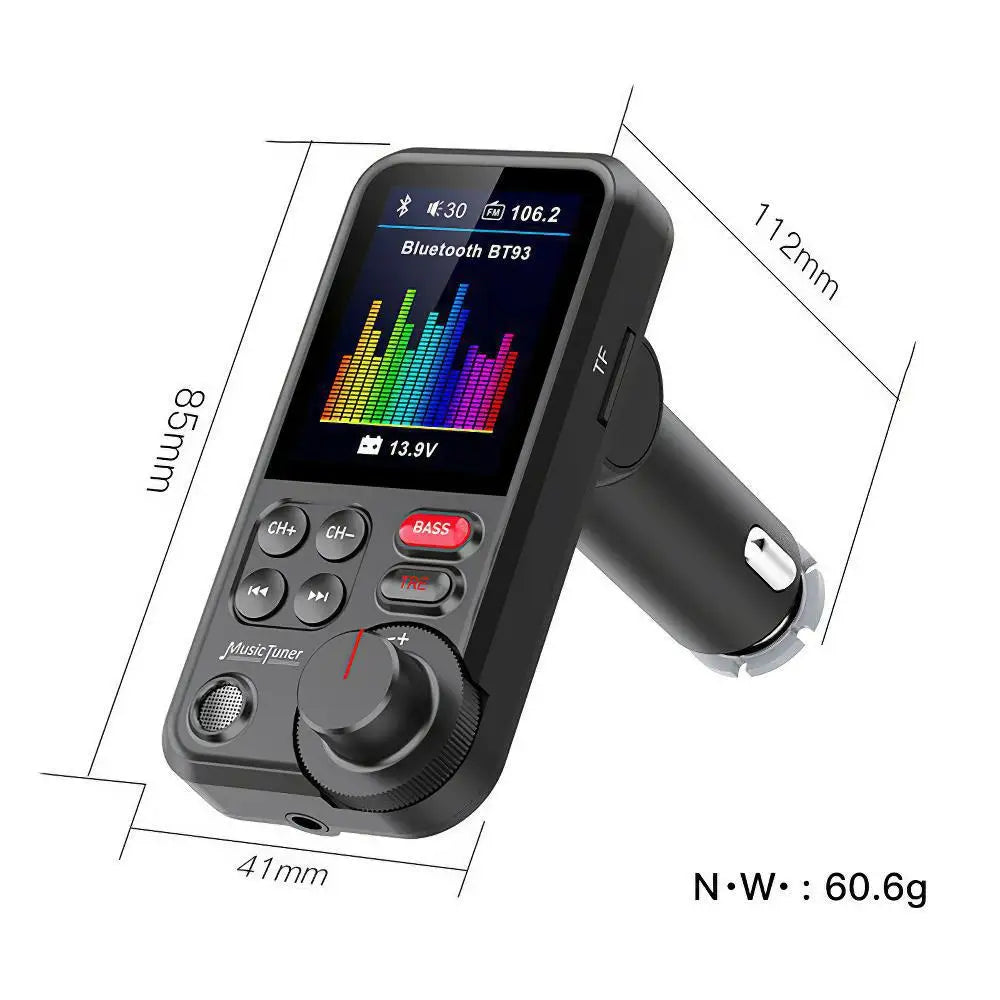 Bluetooth-kompatibel trådlös FM-sändare för bilradio, adapter, snabbladdning, diskant, bas, musik, MP3-spelare för bil, Aux, QC3.0