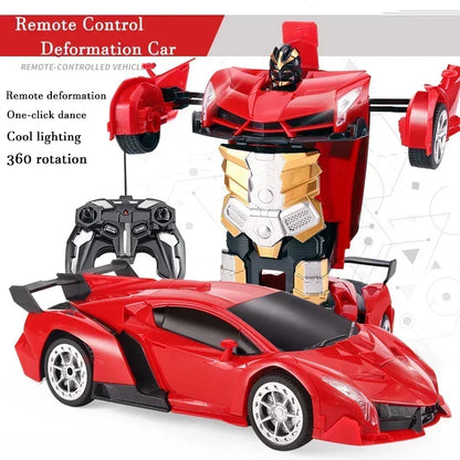 2IN1 Elektrisk RC-bil Transformationsrobotar Enknappsdeformationsbil Utomhus Fjärrkontroll Sportbilsmodell Barn Pojkar Leksaker