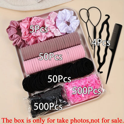 1109 st kvinnor mörka håraccessoarer set elastiska sömlösa hästsvans scrunchies små gummiband mode hårsnoddar pannband
