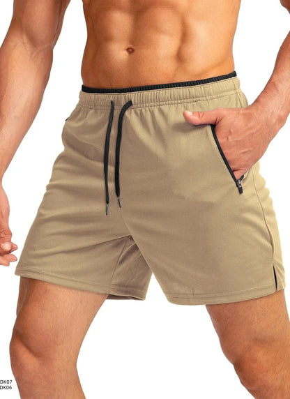 2026 Sommar Nya Herr Enfärgade Casual Shorts Utomhussport Löpning Gym Fitness Träning Snabbtorkande Strandshorts