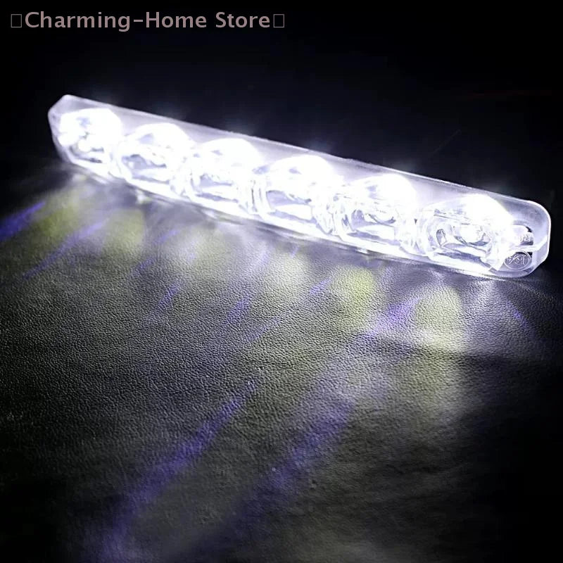 【M】2 st universella varselljus DC 12V 1.5W DRL 6 lysdioder bilstyling bilvarselljus bil dagsljus LED-lampa