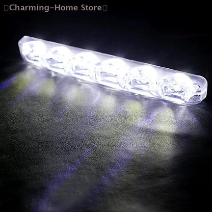【M】2 st universella varselljus DC 12V 1.5W DRL 6 lysdioder bilstyling bilvarselljus bil dagsljus LED-lampa