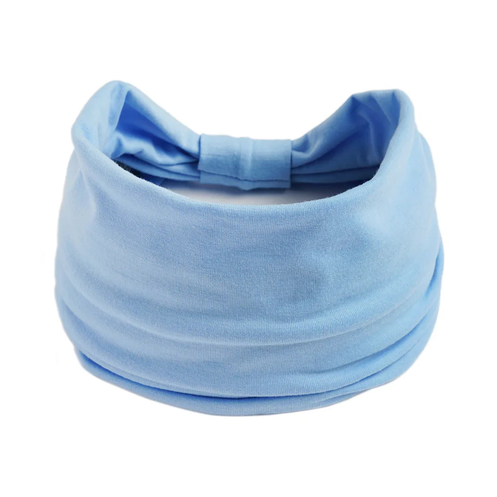 Mode Enfärgad Bred kant Bomullsyoga absorberar svett Dam Flickor Pannband Huvudbonad Turban Bandage Håraccessoarer Huvudbonader